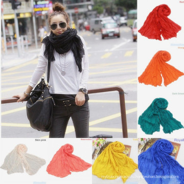Нинбо Lingshang моды стиль 185см * 85 см 100% хлопок сплошной цвет платок и шарф